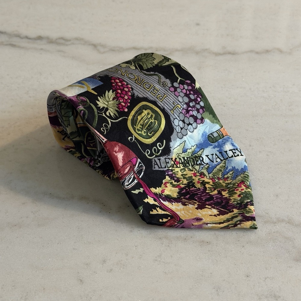 1992 Nicole Miller Wine Tie 100% Silk Necktie Hand Sewn Made In Korea